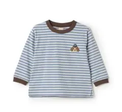 プティマイン　長袖ロンT ブルーボーダー　青　プティプラ　男の子　110