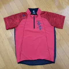DESCENTE 半袖ピステ 赤 ハーフジップ Sのサムネイル