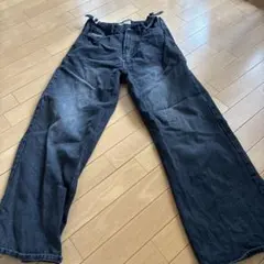 ダークブルーデニム ワイドレッグパンツ