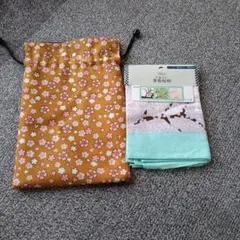 桜柄　季節手ぬぐい＆リバーシブル巾着袋　セット★