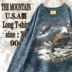 IT155 USA製古着ザマウンテンリアルアニマルタイダイ柄ロングTシャツ90s