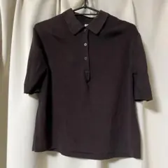 ダークブラウン ポロシャツ 半袖 ニット