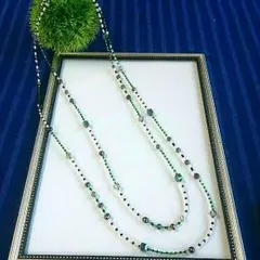 ロング淡水パール クリスタルネックレス