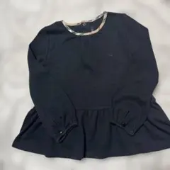 美品♡バーバリー♡黒チェック柄襟のチュニック　トップス♡110