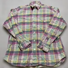 Mサイズ　[ixi:z] チェック柄ネルシャツ 長袖 ピンク系