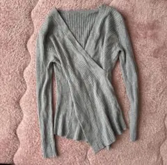 ⭐️リブニット⭐️カシュクール トップス セーター レディース 長袖 vネック