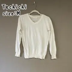 長袖　ニット　薄手　セーター　ホワイト　白　Ｖネック