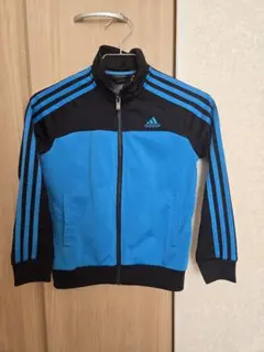 130：adidas ジップアップジャケット 青黒 アディダス