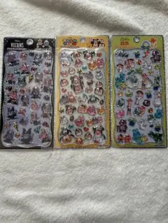 プチドロップステッカー　ヴィランズ、ツムツム、トイストーリー3点セット