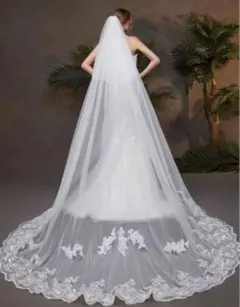 ウエディング刺繍レース3.5mロングベール