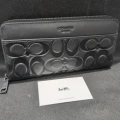 P-4766】COACH 長財布 シグネチャー エンボス ブラック - メルカリ