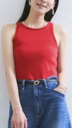 vis アメリカンスリーブテレコタンクトップレッド新品未使用タグ付き