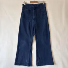 90s米軍】US NAVY デニム ユーティリティパンツ 裾カットオフ フレア 