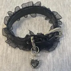 ♡フリル付きブラックレザーブレスレット♡