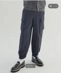 【新品同様】SUMMER WOOLイージーカーゴパンツ ブラック1 手洗い可 新品同様】SUMMER WOOLイージーカーゴパンツ ブラック1 手洗い可