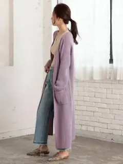 Re:EDIT リエディ ロングニットカーディガン ラベンダー M