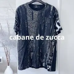 cabane de zucca ズッカ ニュースペーパー柄 Tシャツ ブラックのサムネイル