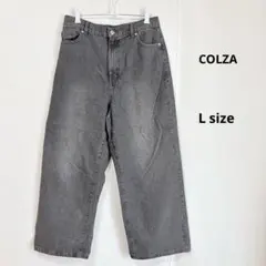 COLZA コルザ　ワイドデニム　L ダークグレー　ストレート　ウエストゴムのサムネイル