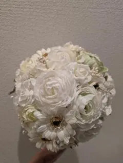 ホワイト 造花 ラウンドブーケ