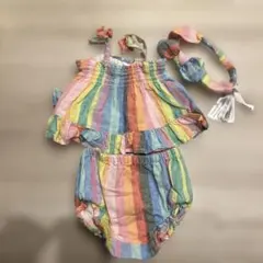 GAP カラフルストライプロンパース 6-12ヶ月