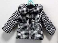 95サイズ　ダッフルコート風ダウンジャケット　チェック柄リボン