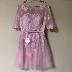 ピンク　編み上げ　チュール　ミニドレス　タグ付き