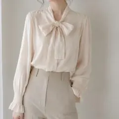 ✨美品✨ロペピクニック とろみ ボウタイ ブラウス オフィス ピンク 38 長袖のサムネイル
