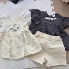 ミッフィー刺繍トップスとショートパンツセット・ノースリーブベビー95半袖