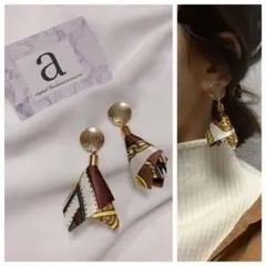 2026-1 ブラウン☺︎ゴールドとスカーフタッセルのピアス☺︎
