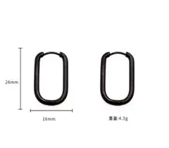 ブラックオーバル型ピアス 2個セット