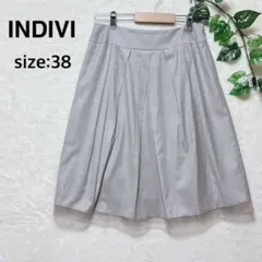 INDIVI ひざ丈　タックスカート　裾シアー素材　サイズ38