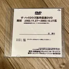 激レア品！ザ・ハイロウズ 販売促進DVD 2002年 エンジェル・ビートル 激レア品！ザ・ハイロウズ 販売促進DVD 2002年 エンジェル・ビートル
