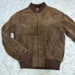 80s McGREGOR ニットポロウエスタンスエードレザー香港製M