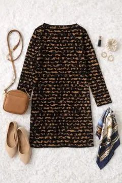 極美品☆ミュベール Muveil 上品レオパード柄ワンピ38