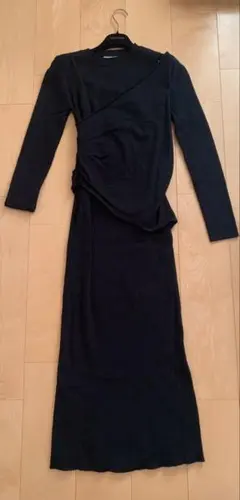 【ROYAL PARTY】黒ニットロングワンピース