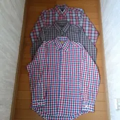 メンズ長袖シャツ　チェック柄　3着まとめ売り　Mサイズ