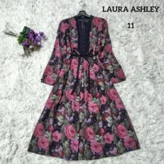 【未使用級♡エレガント】ローラアシュレイ　アンティークローズフレアワンピース　L