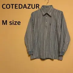 【COTEDAZUR】メンズ/長袖ポロシャツ/襟付き/ ストライプ/グレー
