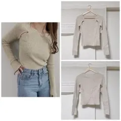 Reurie' レウリィ スリットショルダーニット ベージュ