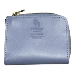 moz ライトブルー 牛革コンパクト財布　カード　小銭