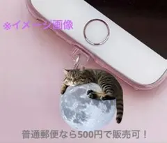 猫　スマホアクセサリー　月　iPhone かわいい