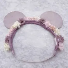 ディズニー　ミニーマウス　ヘアバンド　紫　花冠