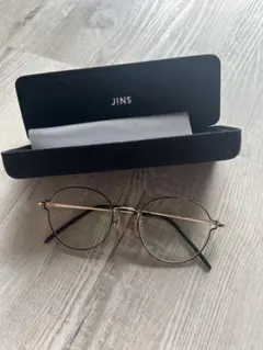 JINS ゴールド ラウンドメガネ クリアレンズ