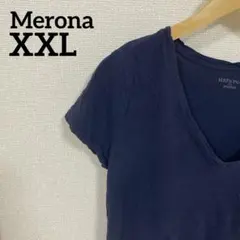 Merona ネイビー Vネック 半袖Tシャツ　　XXL