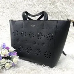 【美品】kate spade ハンドバック　ショルダーバッグ　フラワーカット