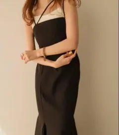 mideal クロスマーメイドキャミワンピース 黒