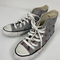 【美品】23cm CONVERSE グレー ピンクドット