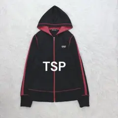 TSP♡ティーエスピーフルジップパーカー ジャージ L ブラック デカロゴ 卓球