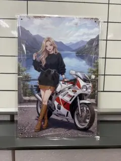 ヤマハ FZR400 ブリキ看板 レトロ看板☆ アンティーク 壁掛け 昭和