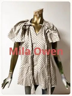☘️T23135☘️Milia Owen スタンドカラーラップブラウス ドット 0のサムネイル
